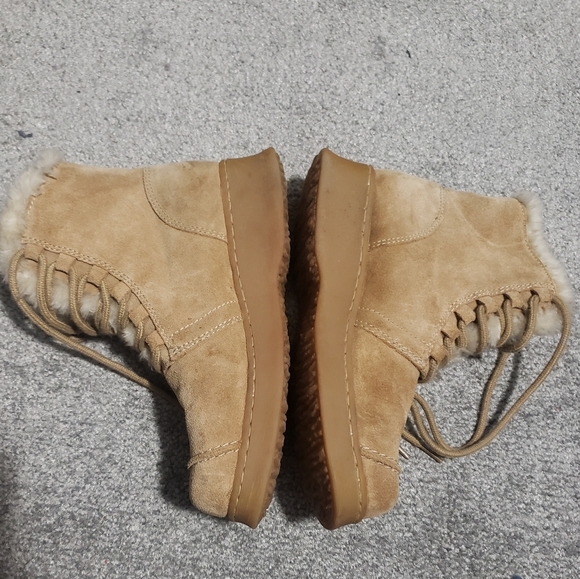 Report Sierra Leather Faur Boots Womens Size 7.5 Shearling Tan Platform - Picture 16 of 16